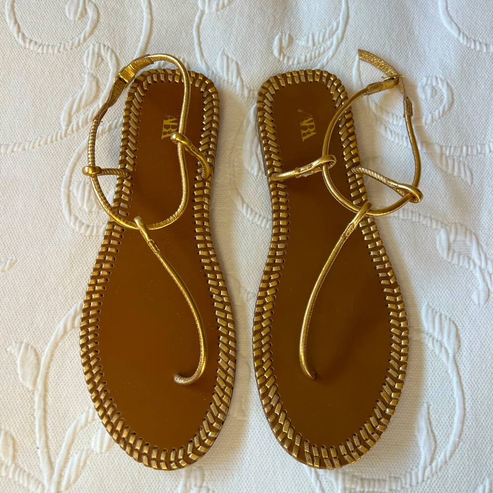Zara Gold Sandals | Size 38